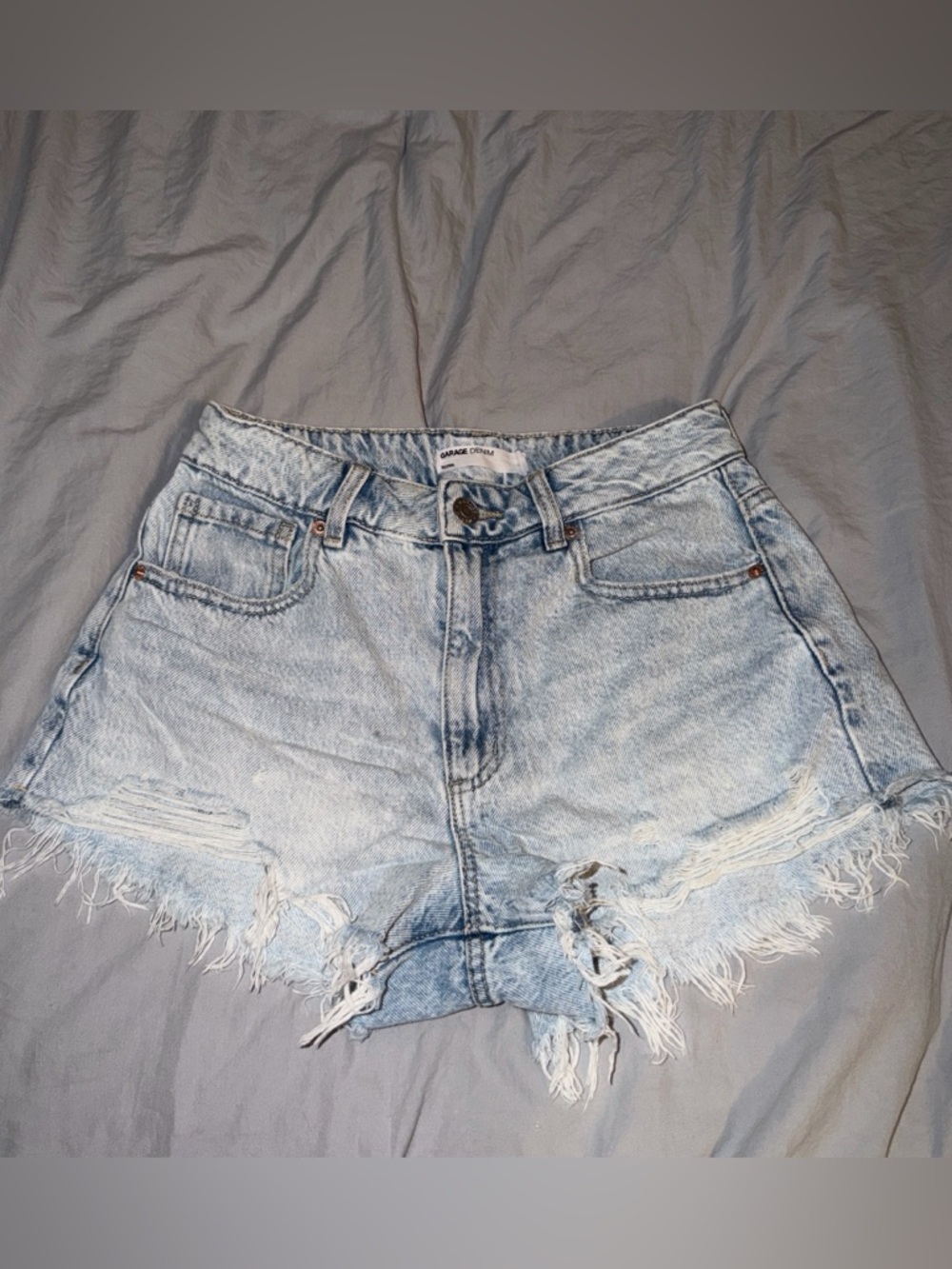 Garage Light Wash Frayed Hem Denim Women's Shorts